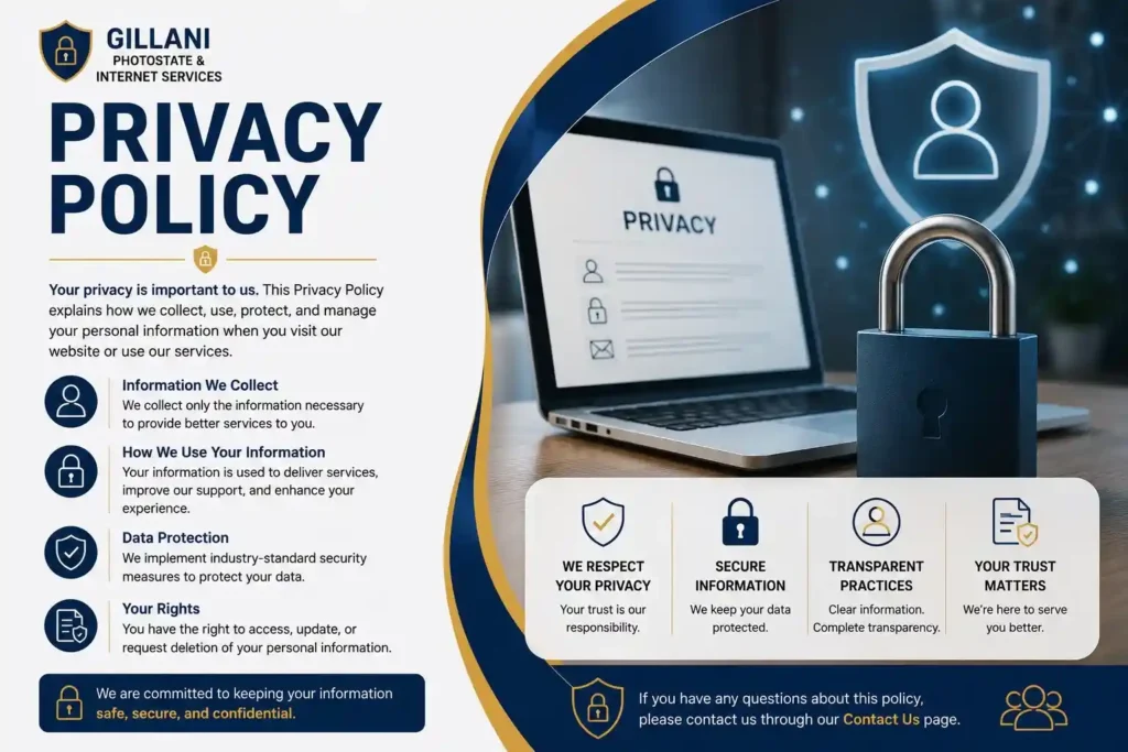privacy policy - Gillani Photostate Muzaffargarh