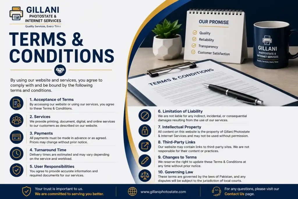 terms and conditions - gillani photostate